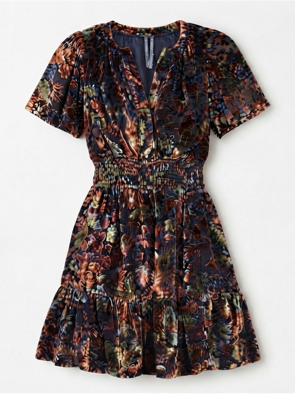 NWT- Anthropologie Floral Velvet Mini Dress Size M